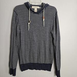 L.O.G.G Hoodie Men or Womens Medium Long Sleeve Striped Knit Blue 100% Cotton